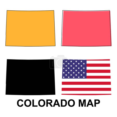 Téléchargez les illustrations : Carte du Colorado, États-Unis d'Amérique. Concept plat icône symbole vectoriel illustration . - en licence libre de droit