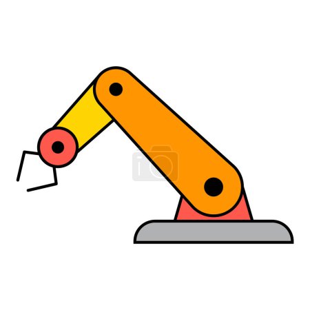 Icône de machine de bras de robot mécanique, main robotique hydraulique de technologie, illustration vectorielle .