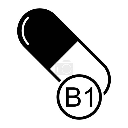 Illustration for Vitamin B1 icon, healthy medicine pill supplement symbol, complex mineral vector illustration . - Royalty Free Image