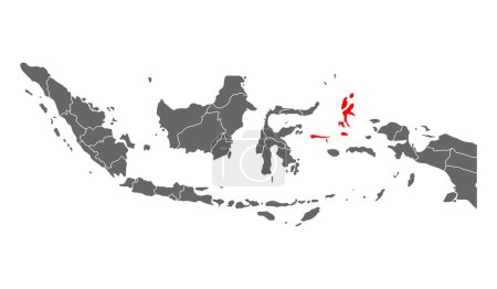 Ilustración de Indonesia detallada forma del mapa de Maluku del Norte, ilustración gráfica plana del vector del icono del concepto gráfico web . - Imagen libre de derechos