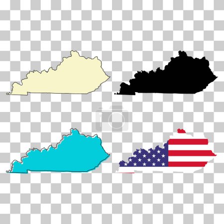 Set of Kentucky map, united states of america. Flat concept icon vector illustration .