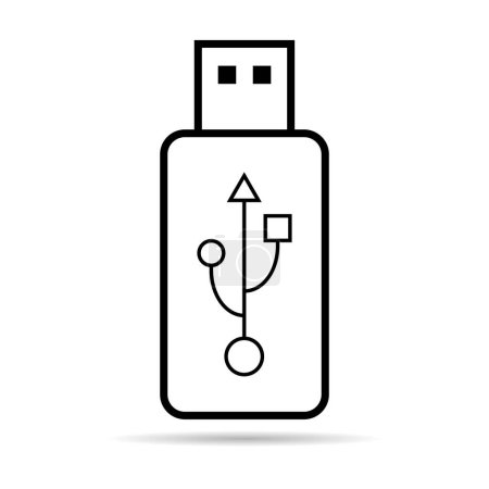 Technologie d'icône USB avec ombre, signe de dispositif de connexion, symbole portable électronique, support vectoriel d'illustration .