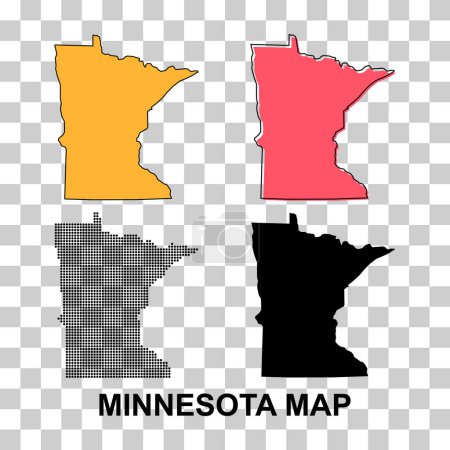 Conjunto de mapa de Minnesota, estados unidos de América. Concepto plano símbolo vector ilustración .
