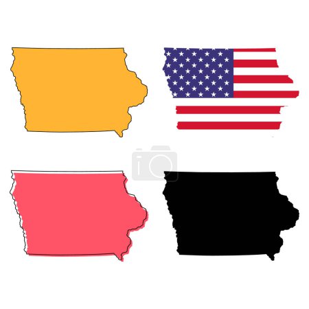Conjunto de mapa de Iowa, estados unidos de América. Icono de concepto plano vector ilustración .