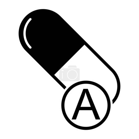 Icono de vitamina A, símbolo de suplemento de píldora de medicina saludable, ilustración de vector mineral complejo .