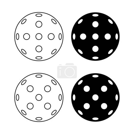 Conjunto de Pickleball raqueta deporte, icono de la paleta de la bola de interior, vector de símbolo plano web .