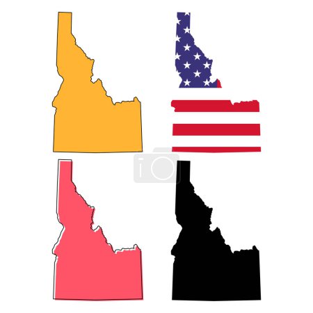 Set of Idaho map, united states of america. Flat concept icon vector illustration .