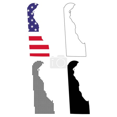 Set of Delaware map, united states of america. Flat concept icon vector illustration .