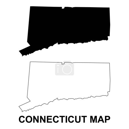 Ilustración de Conjunto de Connecticut mapa, estados unidos de América. Icono de concepto plano vector ilustración . - Imagen libre de derechos