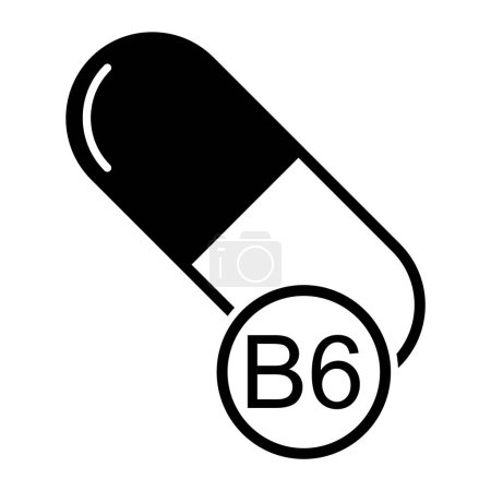 Symbol für Vitamin B6, Symbol für eine gesunde Medikamentenergänzung, Illustration für komplexe Mineralvektoren .