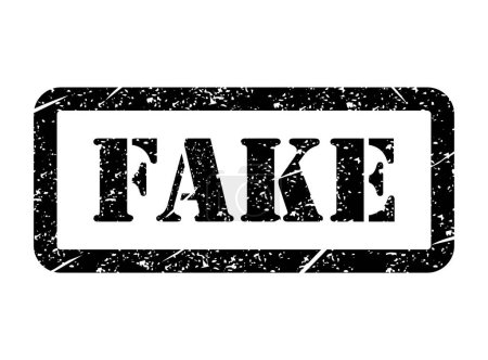 Fake stamp symbol, label sticker sign button, text banner vector illustration .
