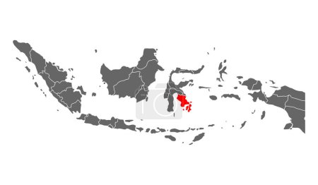 Indonesia detailed Southeast Sulawesi map shape, Flat web graphic concept icon symbol vector illustration .
