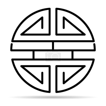 Illustration for Traditional shou shadow icon, spiritual isolated shu flat symbol, asian vector illustration . - Royalty Free Image