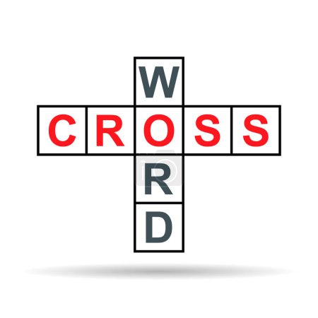Icono de sombra de concepto de crucigrama, símbolo gráfico de palabra cruzada, ilustración de vector plano web .