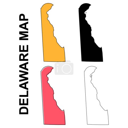 Karte von Delaware, vereinigte Staaten von Amerika. Flaches Konzept Icon Vektor Illustration .