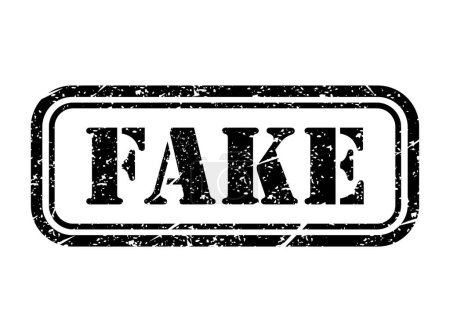 Fake stamp symbol, label sticker sign button, text banner vector illustration .
