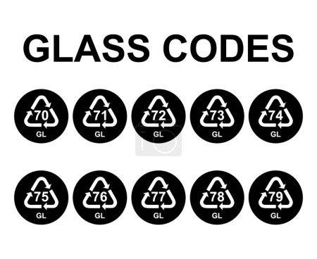 Ilustración de Conjunto de símbolo de vidrio, signo de reciclaje de ecología aislado sobre fondo blanco. Paquete icono de residuos . - Imagen libre de derechos