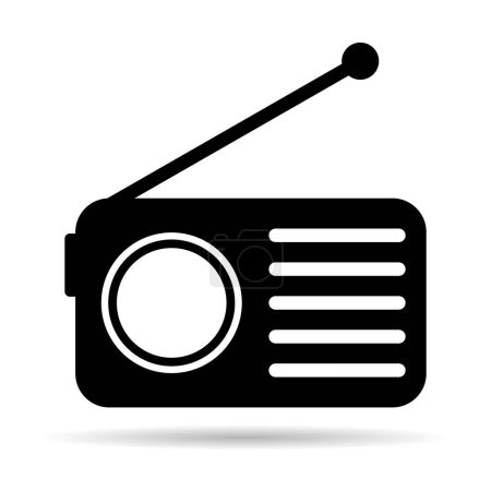 Illustration for Retro radio station icon shadow, flat isolated music sound media button, web vector illustration . - Royalty Free Image