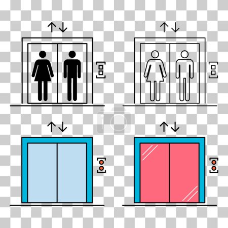 Set von Aufzug Symbol, Grafik-Design-Zeichen, Gebäude Tür Symbol Vektorillustration .