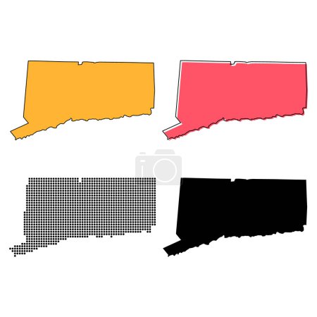 Ensemble de carte du Connecticut, États-Unis d'Amérique. Illustration vectorielle icône concept plat .