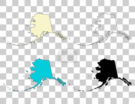 Conjunto de Alaska mapa, estados unidos de América. Icono de concepto plano vector ilustración .
