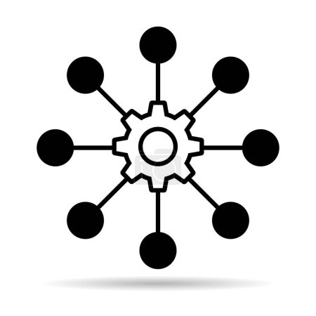 Icono de sombra de diseño digital multicanal, símbolo web plano omnicanal, ilustración de vectores de Internet .