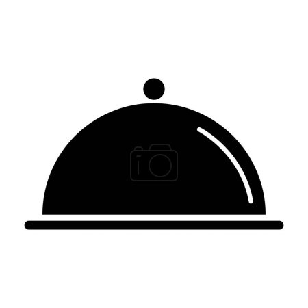 Téléchargez les illustrations : Waiter tray icon, dish menu restaurant web symbol, lunch design vector illustration . - en licence libre de droit
