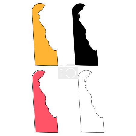 Carte du Delaware, États-Unis d'Amérique. Illustration vectorielle icône concept plat .