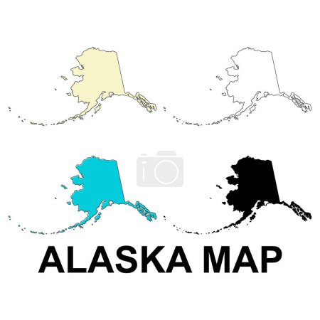 Set of Alaska map, united states of america. Flat concept icon vector illustration .