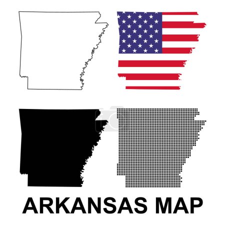 Set of Arkansas map, united states of america. Flat concept icon symbol vector illustration .