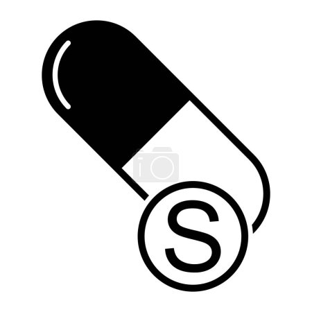 Icône S minérale, symbole de supplément de pilule de médecine saine, illustration vectorielle vitaminique complexe .
