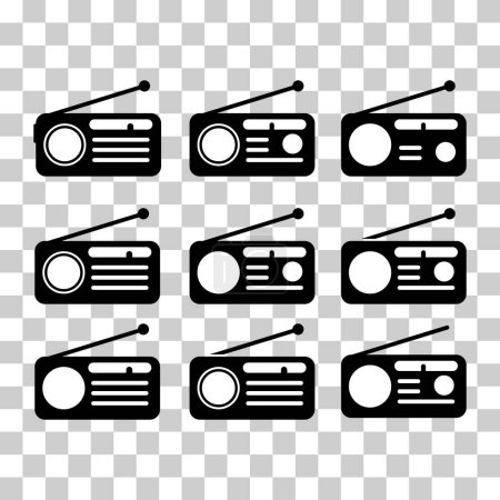 Illustration for Set of Retro radio station icon, flat isolated music sound media button, web vector illustration . - Royalty Free Image