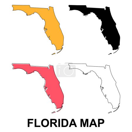 Set of Florida map, united states of america. Flat concept icon vector illustration .