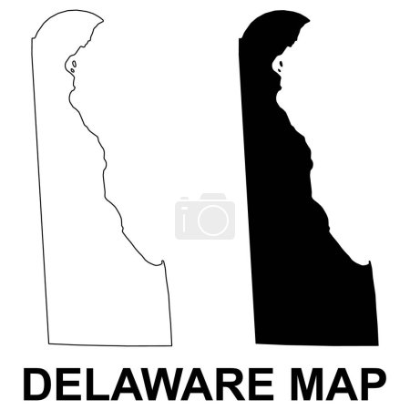 Conjunto de mapa de Delaware, estados unidos de América. Icono de concepto plano vector ilustración .