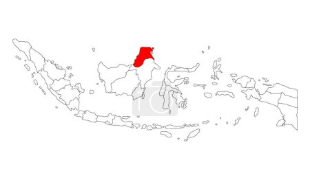Ilustración de Indonesia detallada forma del mapa de Kalimantan del Norte, ilustración gráfica plana del vector del símbolo del icono del concepto de web . - Imagen libre de derechos