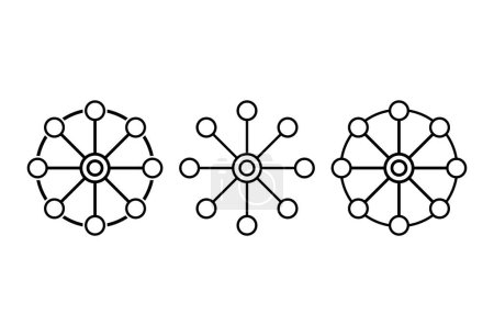 Conjunto de icono de diseño digital multicanal, omnicanal símbolo web plana, ilustración de vectores de Internet .