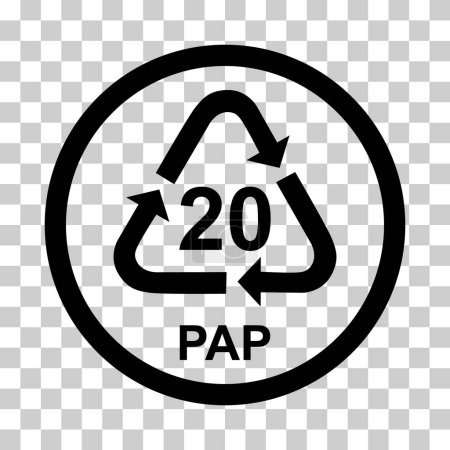 Papiersymbol, ökologisches Recyclingschild isoliert auf weißem Hintergrund. Symbol für Verpackungsmüll .