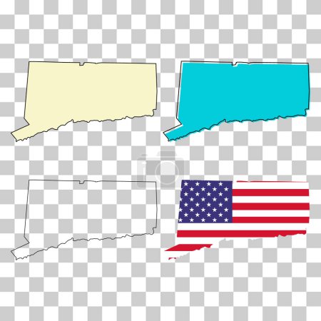 Set of Connecticut map, united states of america. Flat concept icon vector illustration .