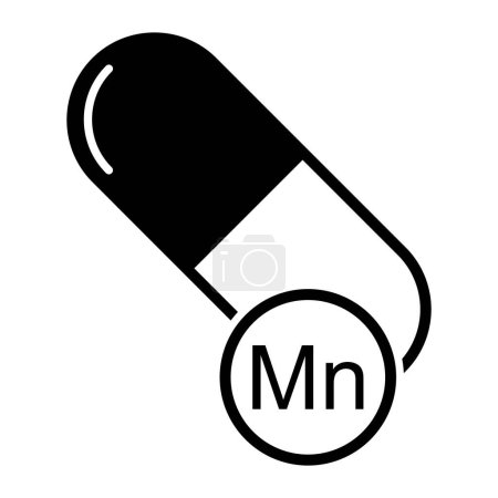 Mineral Mn icono, medicina saludable suplemento símbolo, complejo vitamina vector ilustración .