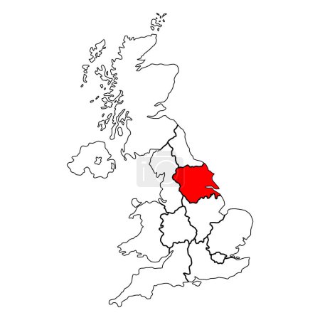 Yorkshire and the Humber of United Kingdom of Great Britain and Northern Ireland map, detailed web vector .