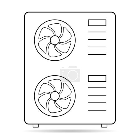 Icono de sombra de fuente de aire de bomba de calor, máquina de sistema eléctrico de enfriamiento, ilustración de vector web fresco .