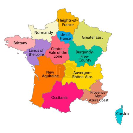 Téléchargez les illustrations : France régions carte symbole forme, voyage web plat concept icône symbole vectoriel illustration . - en licence libre de droit