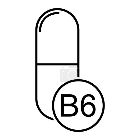Vitamina B6 icono, medicina saludable suplemento símbolo, complejo vector mineral ilustración .