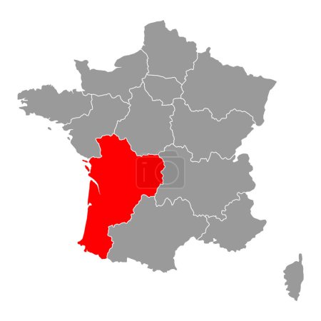 Nouvelle Aquitaine de France carte symbole forme, voyage web plat concept icône symbole vecteur .