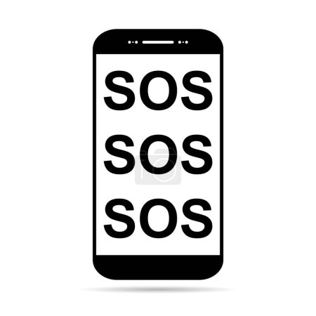 icône d'ombre d'aide SOS, conception d'alerte de soutien de sécurité, sauver l'illustration vectorielle .