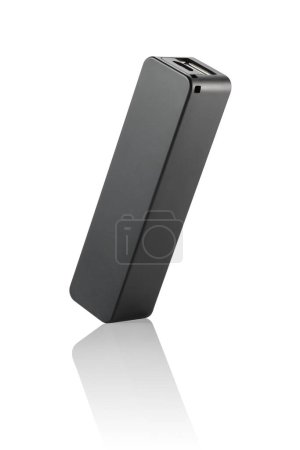 Side view of modern power bank isolated on white background