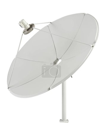 Parabolic metal antenna, isolated on a white background