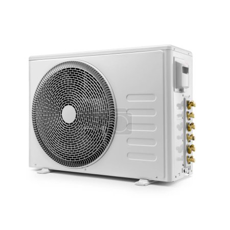 Photo for Three quarter view of an outdoor air conditioning unit, isolated on white - Royalty Free Image