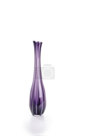 Purple long glass vase, isolated