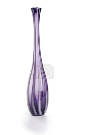 Purple long glass vase, isolated